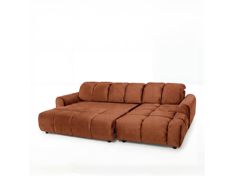  Canapé convertible angle droit anacapri en velours terracota - 3 places 3CA54.PI.4AC.D.21 - Conforama E