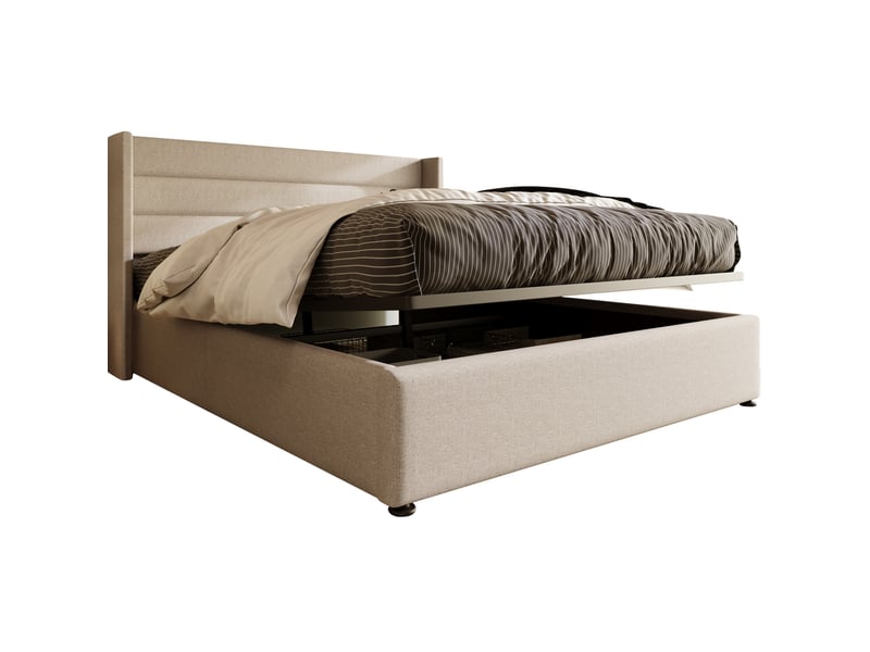  Lit coffre hydraulique 160x200 cm beige sans matelas  - Conforama A