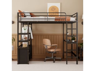 Lit mezzanine 90x200 cm <strong>ZOVIRA</strong>  <strong></strong> coloris noir