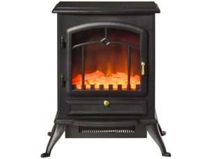 Cheminée électrique à poser rétro noire, effet flamme led, chauffage 10002000 w pour 15 à 20 m²
