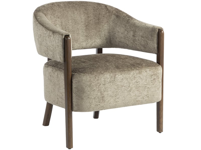  Fauteuil lounge rembourré en chenille, assise large, marron clair  - Conforama B
