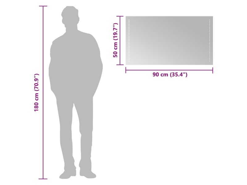  Miroir de salle de bain, miroir de toilette led transparent 90 x 50 cm verre trempé cf62630  - Conforama E