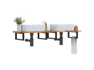 Étagère de vasque murale acier et bois massif d'acacia shl548