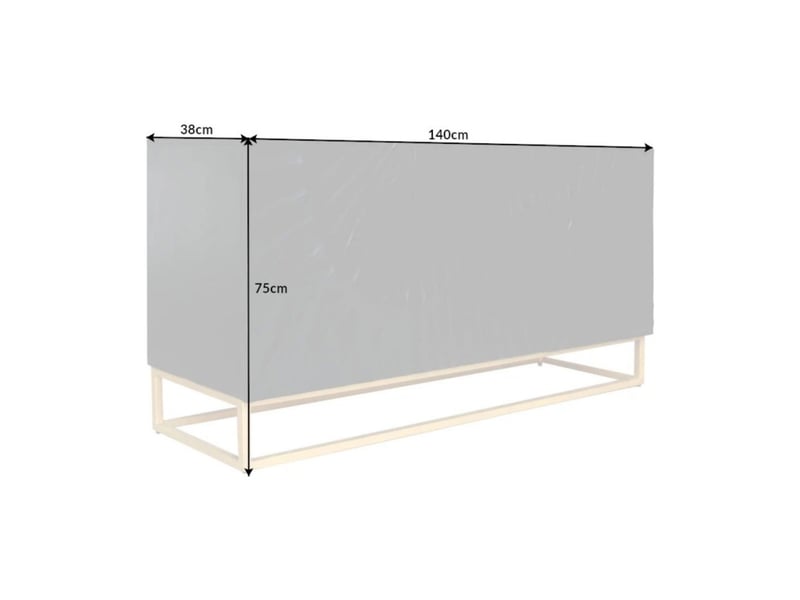  Buffet bas silva 3 portes noir et doré en bois massif de manguier sculpté – 140 x 75 x 38 cm  - Conforama C