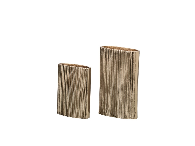  Vase plat côtelé astride 30cm doré  - Conforama C
