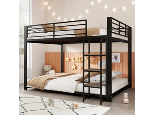 Lit mezzanine 140x200 cm <strong>HAVRYA</strong>  <strong></strong> coloris noir