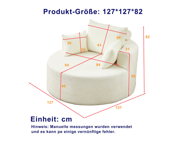  Canapé lounge 1 place en chenille, rembourrage en mousse, module combinable, coussin de dossier avec appui-tête cylindrique, sans montage beige  - Conforama D