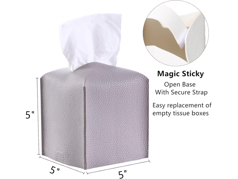 Boîte à mouchoirs carrée en cuir pour salle de bain, coiffeuse, table de chevet, bureau (12,7 x 12,7 x 12,7 cm, gris) - Conforama B