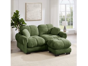 Canapé d'angle modulable 2 places en chenille avec ottomane mobile, design l élégant, style raffiné, coussins épais, confortable et soutenu