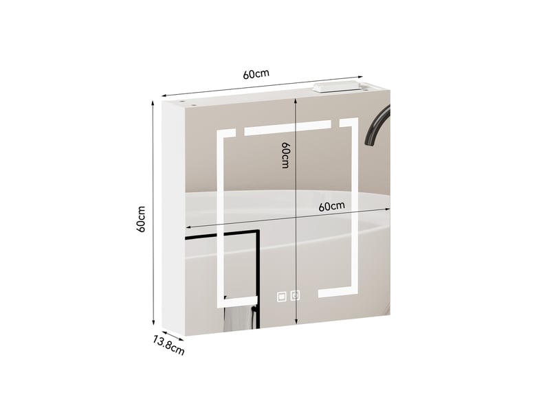  Meuble miroir mural led avec rangement dissimulé pour salle de bain, salon ou chambre, mdf blanc, 72 × 24,5 × 73 cm  - Conforama E