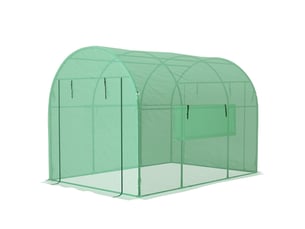 Serre tunnel en acier et polyéthylène résistant aux uv de 3 x 2 x 2 m pour potager, avec portes et fenêtres à enroulement, verte