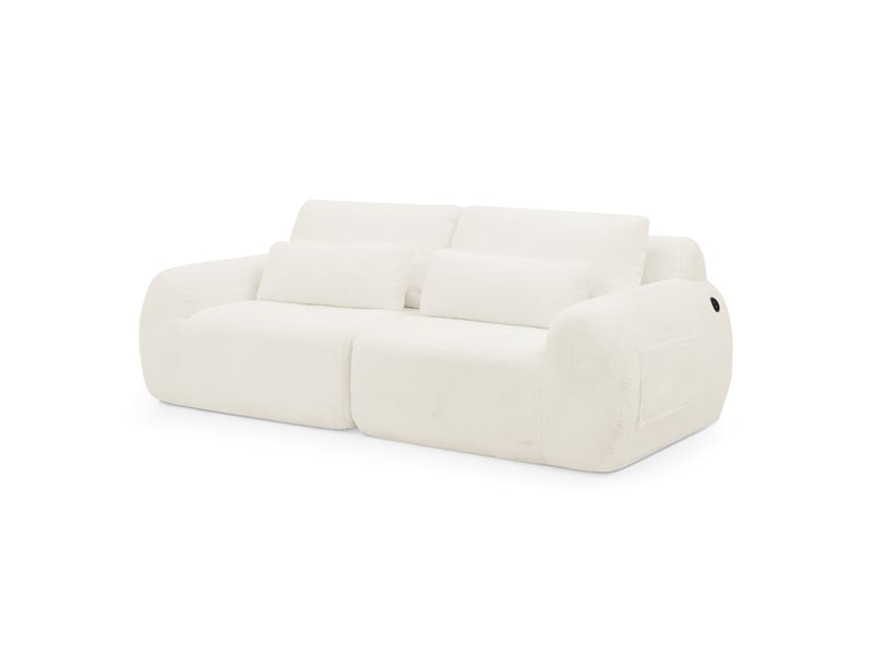  Canapé 2 places avec ports usb et poche latérale en mousse beige  - Conforama A