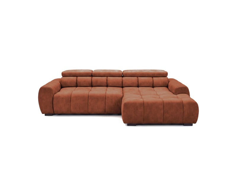  Canapé d'angle aldo avec fonction couchage, côté droit, tissu salvador wr, cuivré (07)  - Conforama C