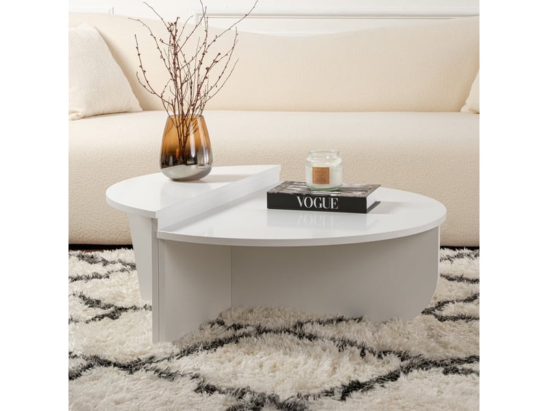  Table basse ronde blanc d90 cm  - Conforama E