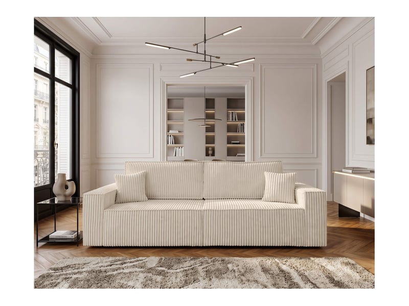  Farah - canapé droit 3 places convertible en velours cotelé épais  - Conforama B