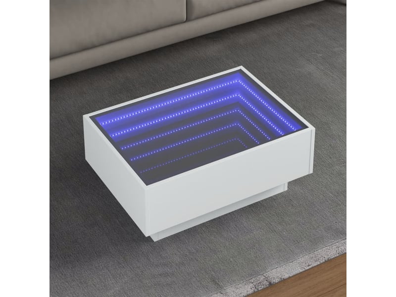  Table basse - table de salon - table à thé avec led blanc 70x50x30 cm bois d'ingénierie  - Conforama B