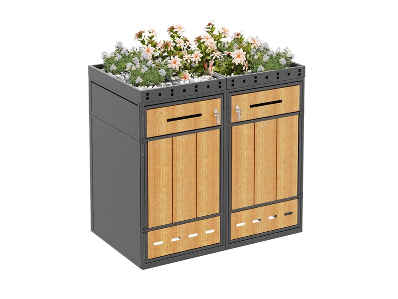 Cache-poubelle 120-240 l avec toit végétalisable, armoire extérieure pour poubelle - Conforama D