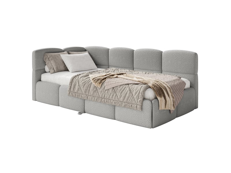  Selsey cloudy - lit rembourré - 170x185 cm - bouclé gris - côté gauche Cloudy - Conforama A