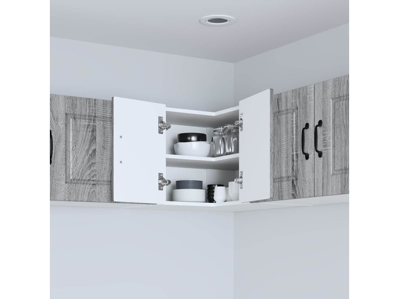 Meuble mural de cuisine, armoire d'angle cuisine porto gris sonoma 57x57x40cm - Conforama D