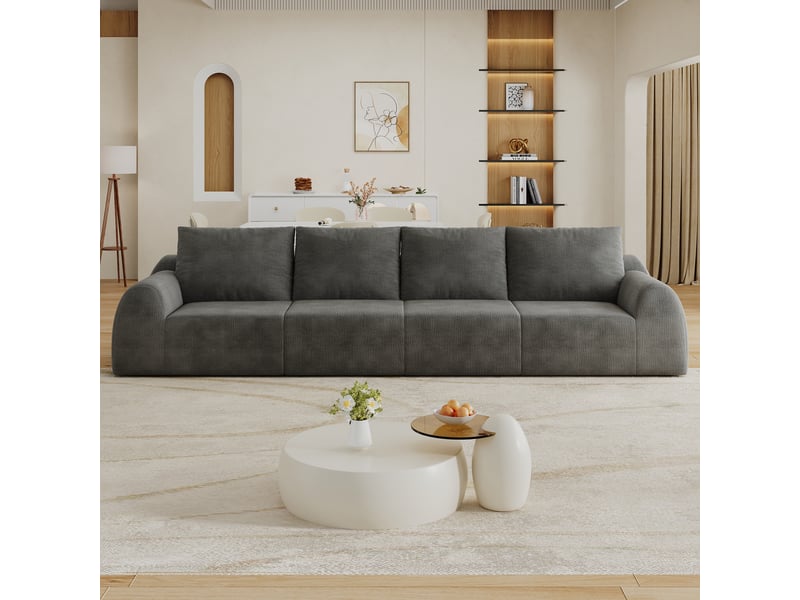  Canapé droit en mousse haute élasticité, prêt à installer  - revêtement chenille - gris foncé  - Conforama C