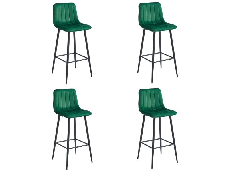 Family tabouret de bar pozza - velours vert foncé pieds noirs x 4  - Conforama A