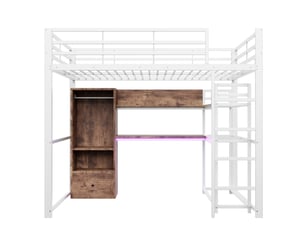 Lit mezzanine 140x200 cm <strong>REDOM</strong>  <strong></strong> coloris blanc