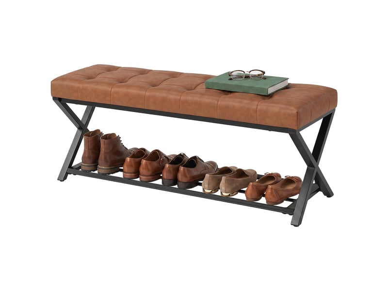  Banc à chaussures, banc d'entrée revêtu de similicuir, capacité de charge jusqu'à 220 kg, pour couloir ou entrée, 112 x 37 x 47 cm, marron  - Conforama B