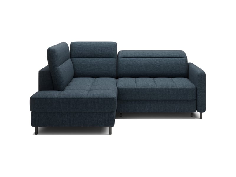  Canapé d'angle gauche convertible barnea 208 cm bleu foncé avec rangement  - Conforama A