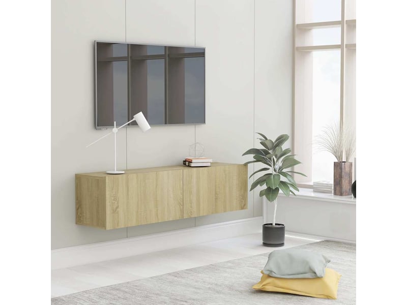  Meuble tv - banc tv - meuble de rangement chêne sonoma 120x30x30 cm bois d’ingénierie  - Conforama B