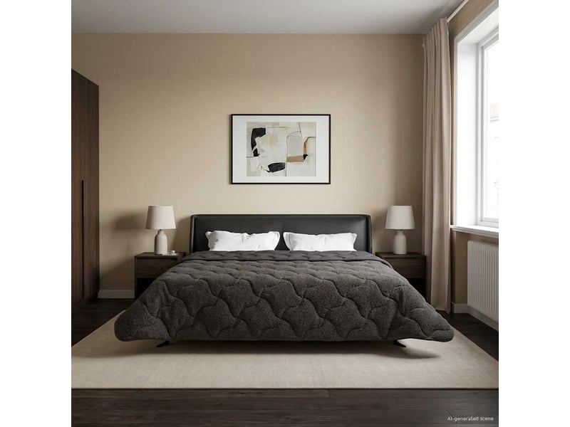  Duvet - couette complet toute l'année matelassé anthracite 200 x 220 cm  - Conforama B