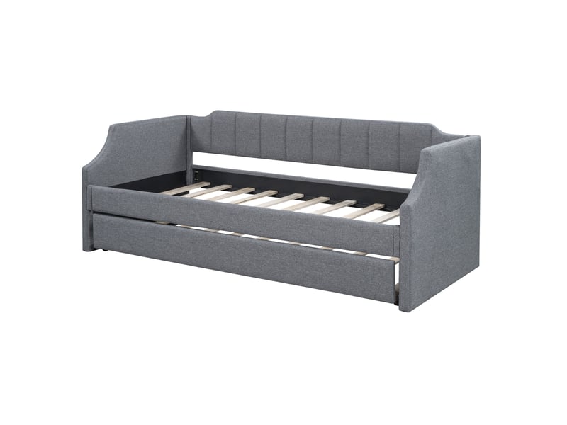  Lit banquette rembourré gris 90x200 cm avec lit gigogne 90x190 cm  - Conforama D