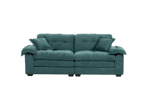 Canapé droit 2 places assise profonde avec double coussin - mousse mémoire, ressorts ensachés, chenille vert