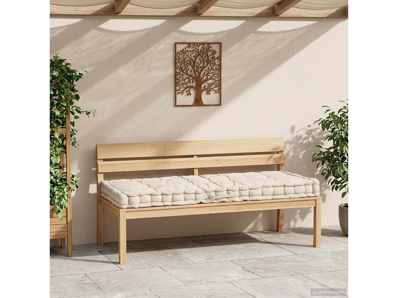  Coussin de plancher de palette, coussin d'assise coton 120x80x10 cm beige cf55518  - Conforama C