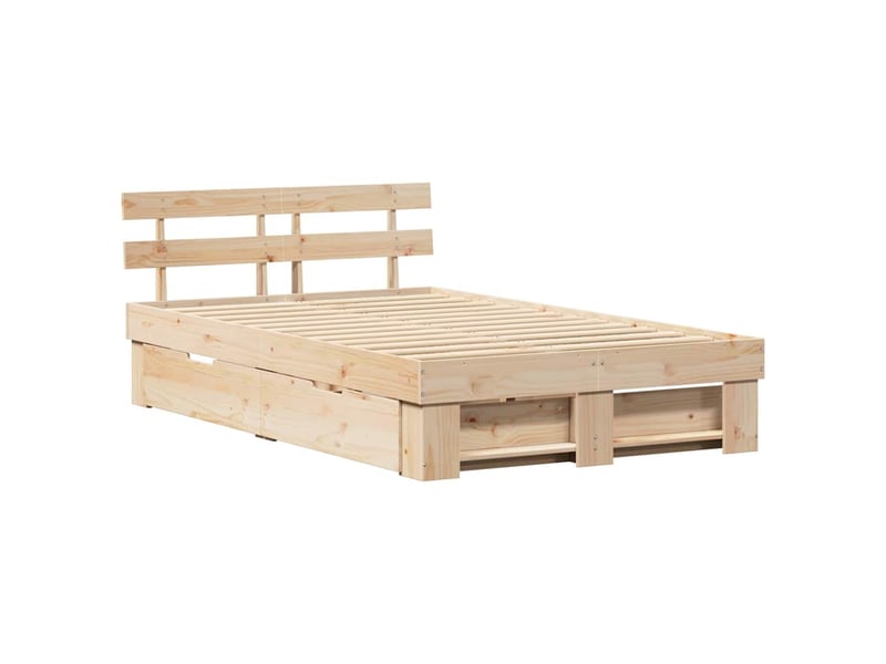  Lit double- lit adulte -  cadre de lit avec tiroir marron 135 x 190 cm pin massif  - Conforama D