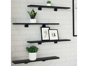 Étagère à livres, étagère de rangement 3 niveaux 4 pc 60 x 10 x 1,5 cm noir