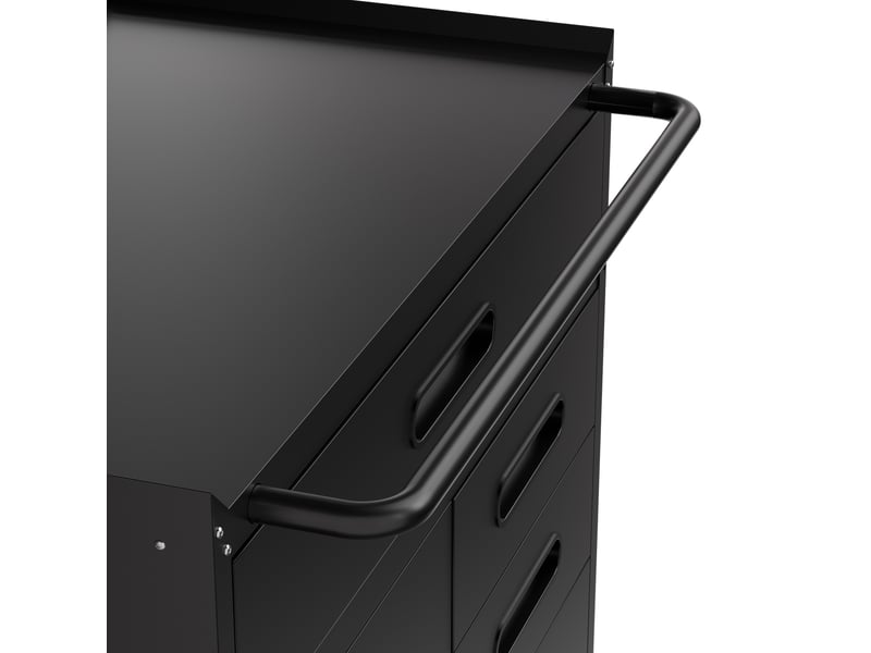 Armoire de rangement outils mobile 75x42x87,3 cm noire en acier, 4 tiroirs et compartiment verrouillable - Conforama E