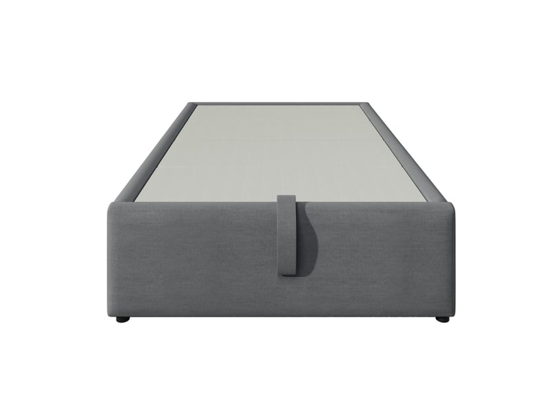  Sommier coffre 90x200 cm avec usb-c et poches latérales, lin, gris, sans matelas  - Conforama R