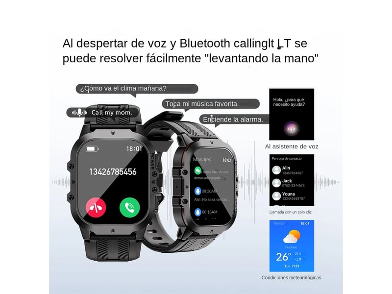 Montre connectée pour homme avec bluetooth, étanche jusqu'à 10 mètres. - Conforama B