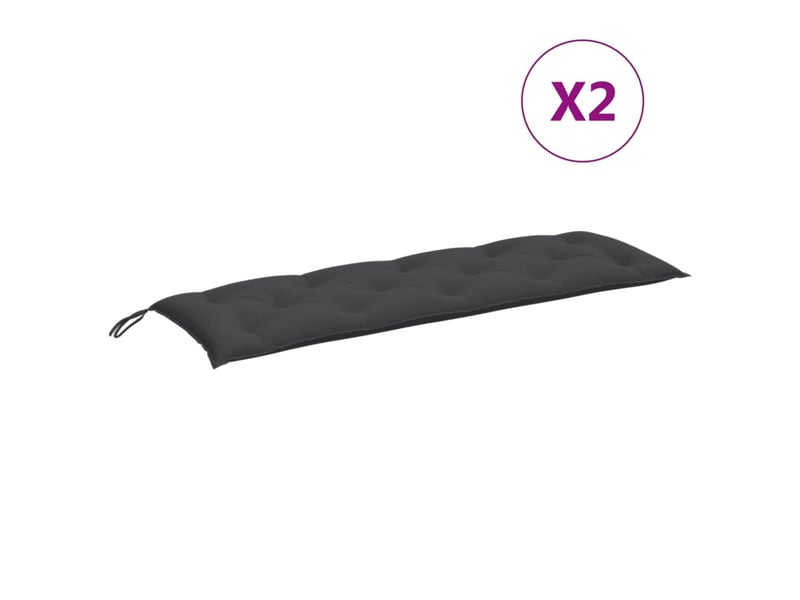 Lot de 2 coussins de banc de jardin, coussins d'assise anthracite mélangé tissu cf58620 - Conforama D