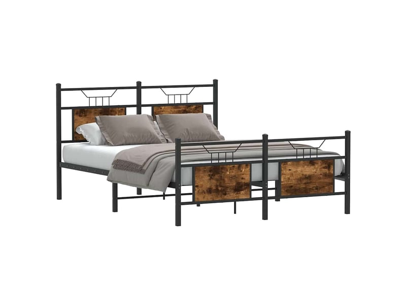  Lit double- lit adulte -  cadre de lit sans matelas chêne fumé 150x200 cm bois ingénierie  - Conforama B