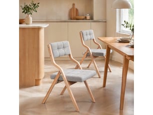 Lot de 2 chaises pliantes en bois et velours gris