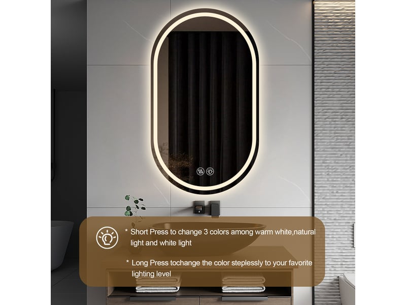  Miroir led ovale pour salle de bain 60 x 90 cm avec commande tactile  - Conforama D