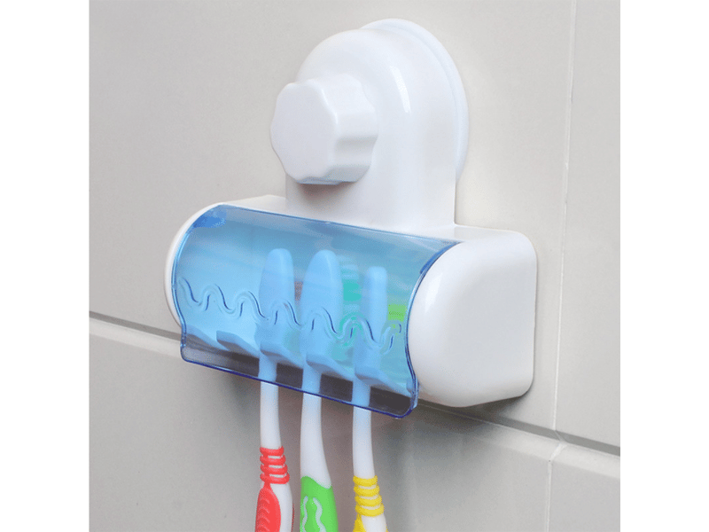  Support 5 brosse à dents rack plastique ventouse brosse à dents tenant etagère pour salle de bain  - Conforama D