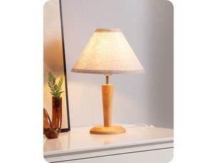 Lampe de table vintage en bois edishine 34 cm beige e27 2700k led