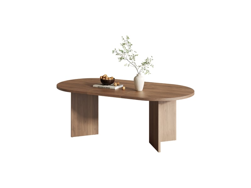  Table de salle à manger ovale 200x90x75 cm – pour 6 à 8 personnes plateau épais 18mm bords arrondis – mdf – noyer CozyNest - Conforama A