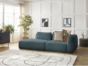 Canapé droit fixe BOBOCHIC LEOPOLD 3 places Tissu bleu