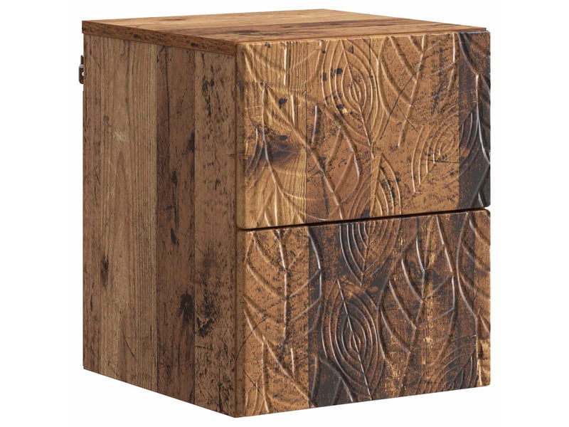 Table de chevet mural 2 pièces bois ancien 34,5 x 33 x 40 cm - Conforama A