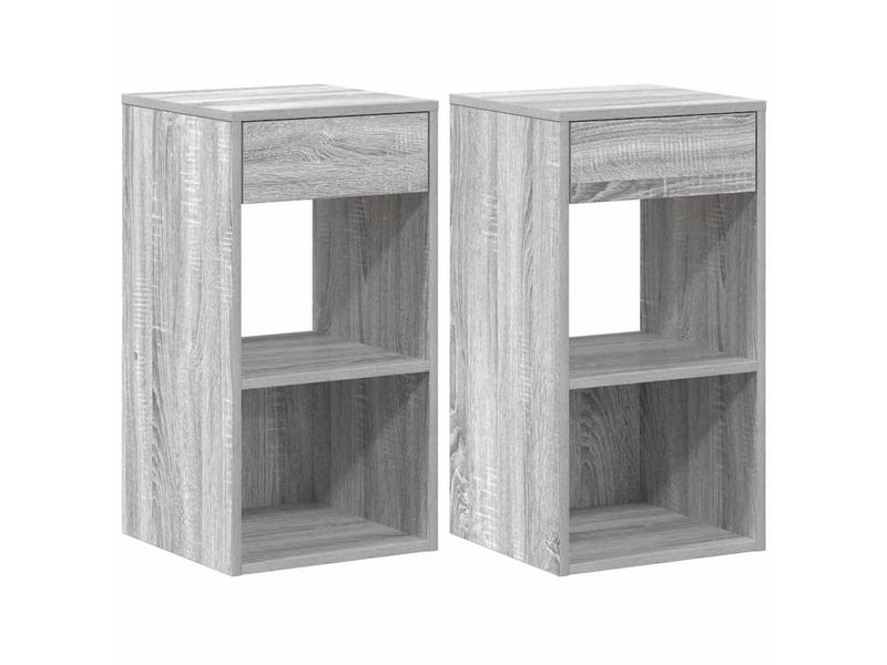  Lot de 2 tables de chevet - cabinet de chevet - table de nuit avec tiroir sonoma gris 35x34x66,5 cm  - Conforama A