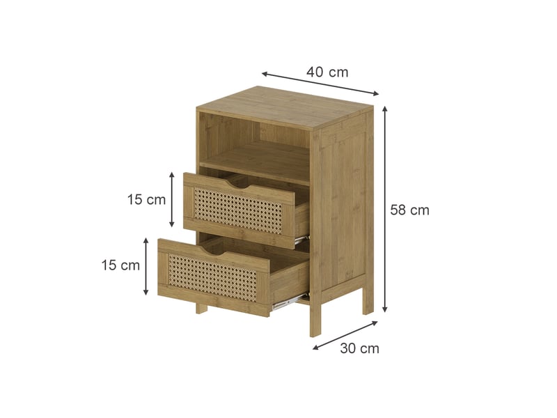 Vicco table de nuit, bambou, 40x58cm lot de 2  - Conforama B