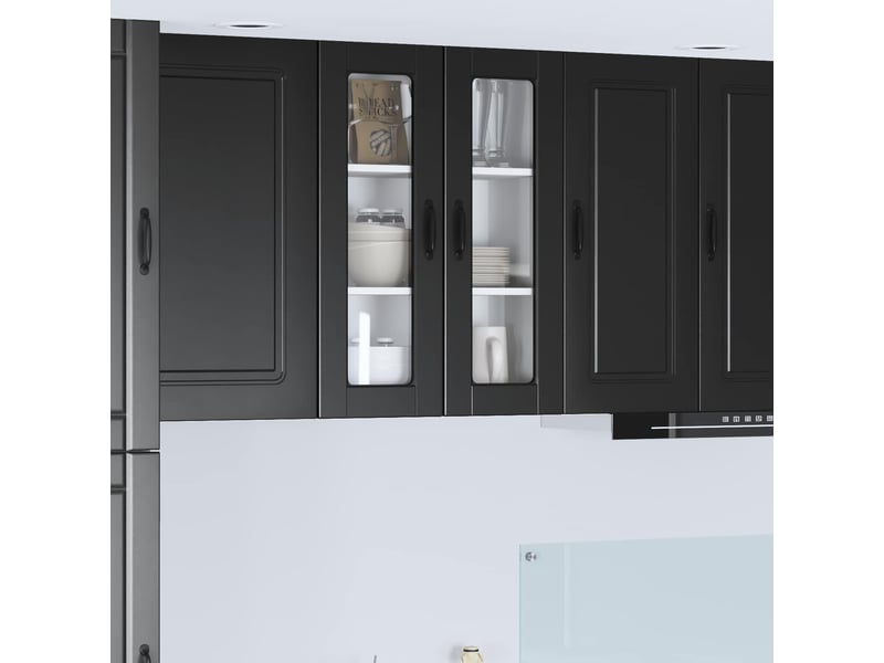  Meuble mural de cuisine, cabinet en verre mural noir 60x31x80cm shl2046  - Conforama B